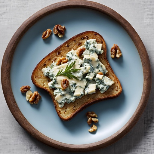 Tostada queso azul y nueces
