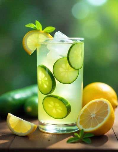 Refresco de tónica con pepino y limón